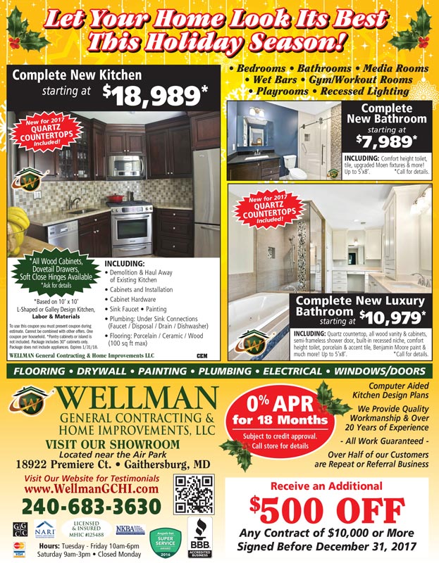 Save with coupons- Kitchen, Basement, Bathroom Remodeling- General Contractor Gaithersburg MD